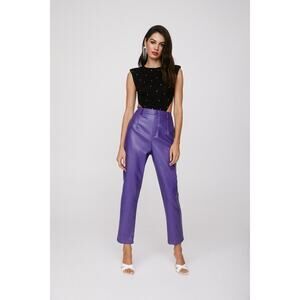 Nasty Gal Faux High Waisted Purple Leather Pants sz2